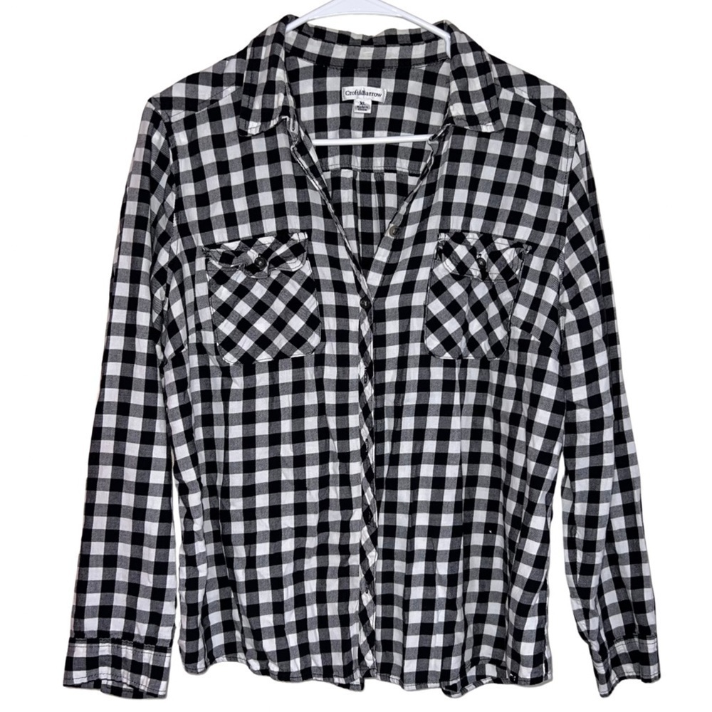 Croft & Barrow Women’s Buffalo Checked Button Down Shirt Size xl